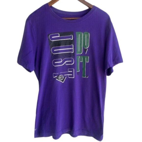 NIKE Dri-Fit “Just Do It” Retro Vintage Graphic Purple Short Sleeve Tee Mens Med - Picture 1 of 6